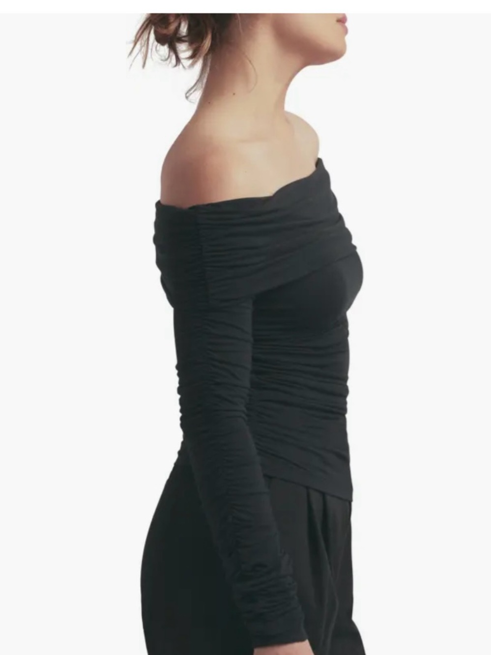 Favorite Daughter Off-Shoulder Ruched Top - Black